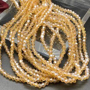 4mm Bicone Peru Electroplate Glass Pearl Luster Plated Faceted Bead Strand